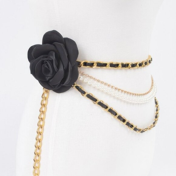 Two Flowers Multi Layered Plus Size Chain Belt - Picture 2 of 4